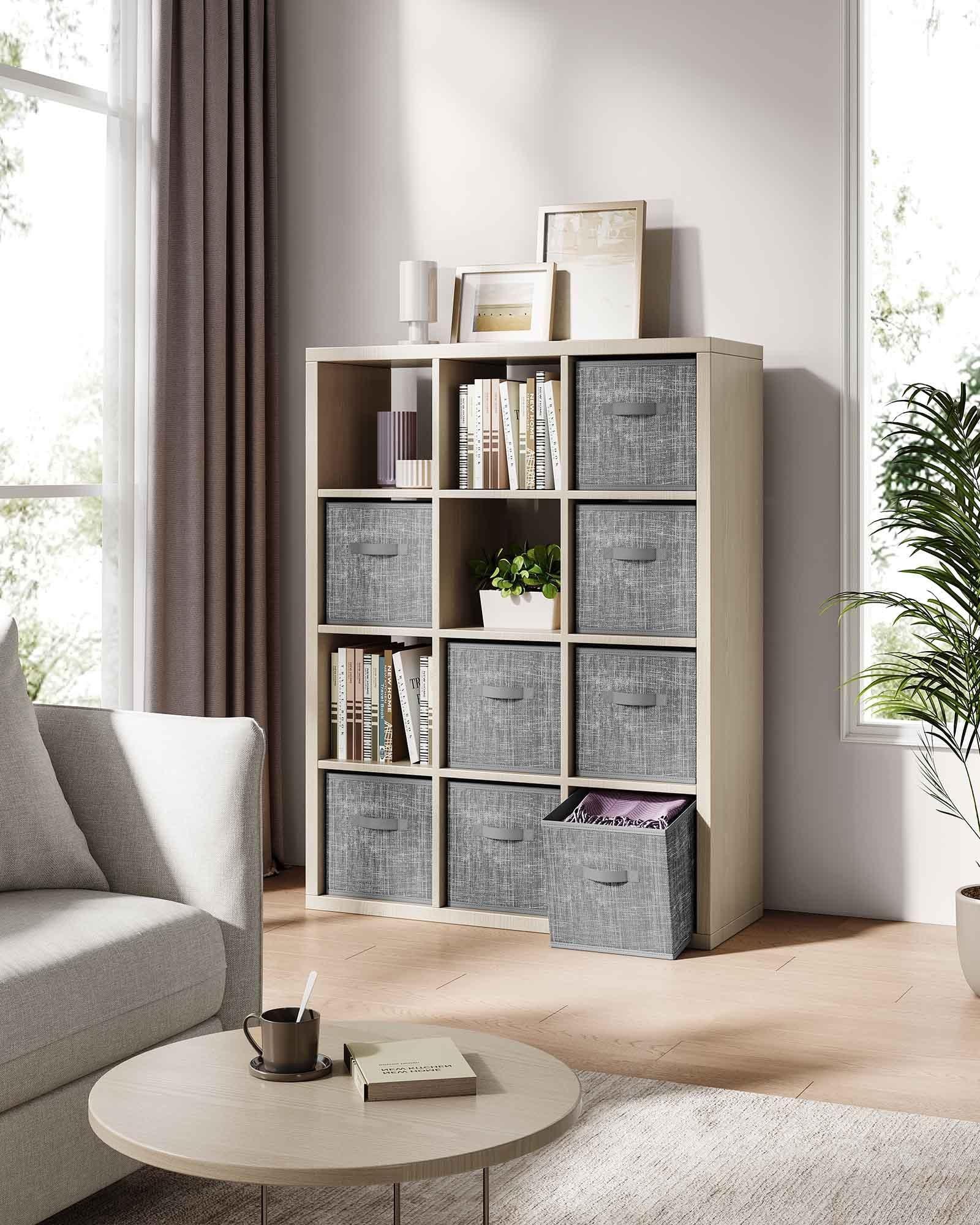 Set of 8 Foldable Storage Cubes Cattail Gray FredCo