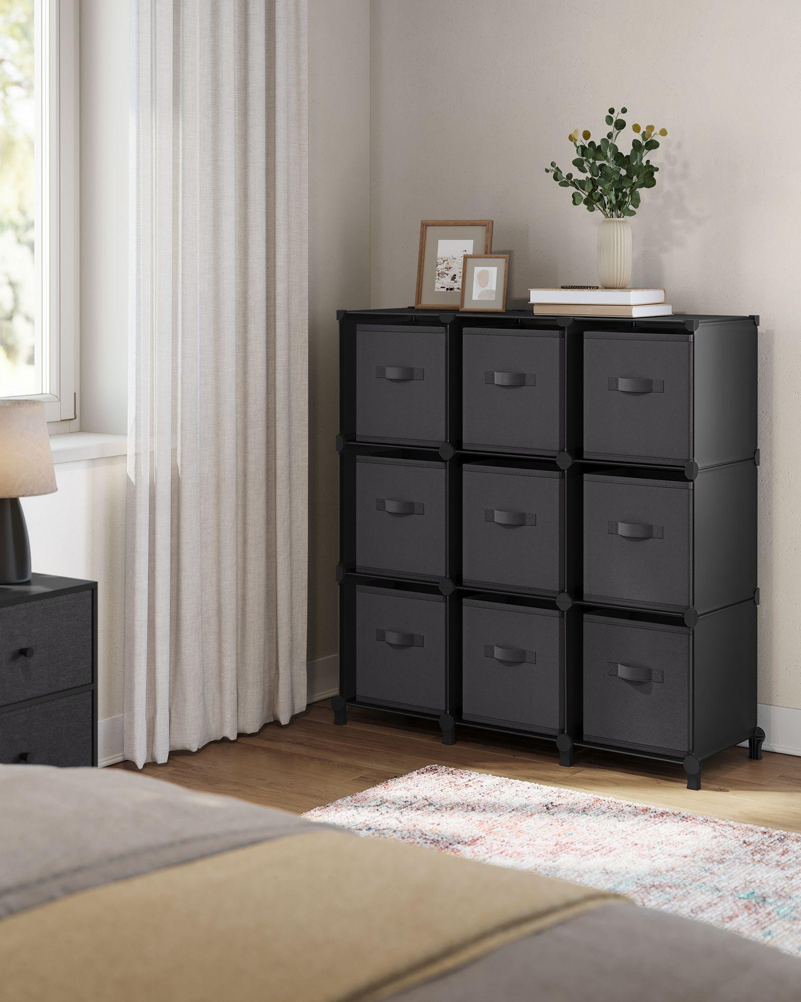 Set of 9-Cube Organizer Ink Black and Dove Gray FredCo