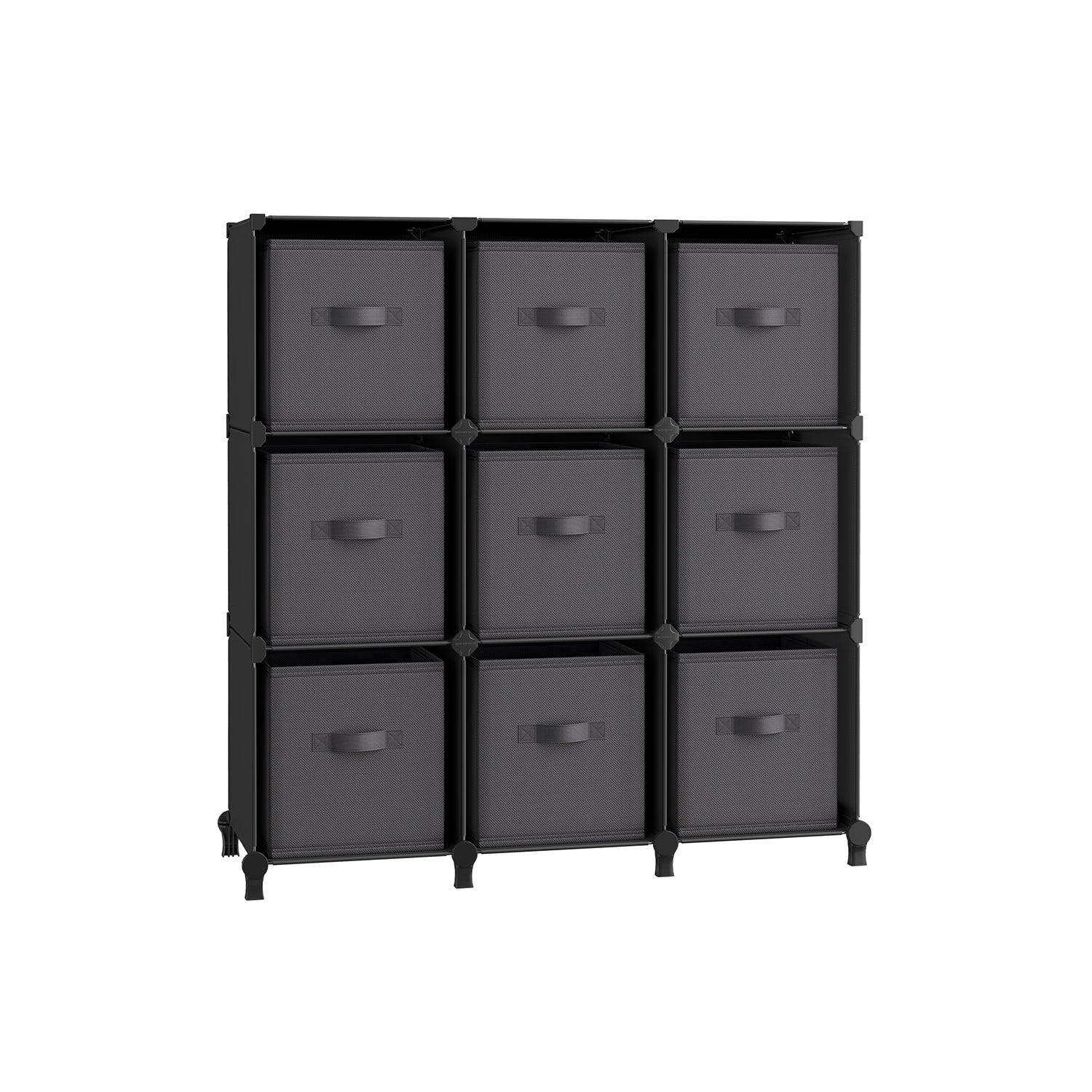 Set of 9-Cube Organizer Ink Black and Dove Gray FredCo