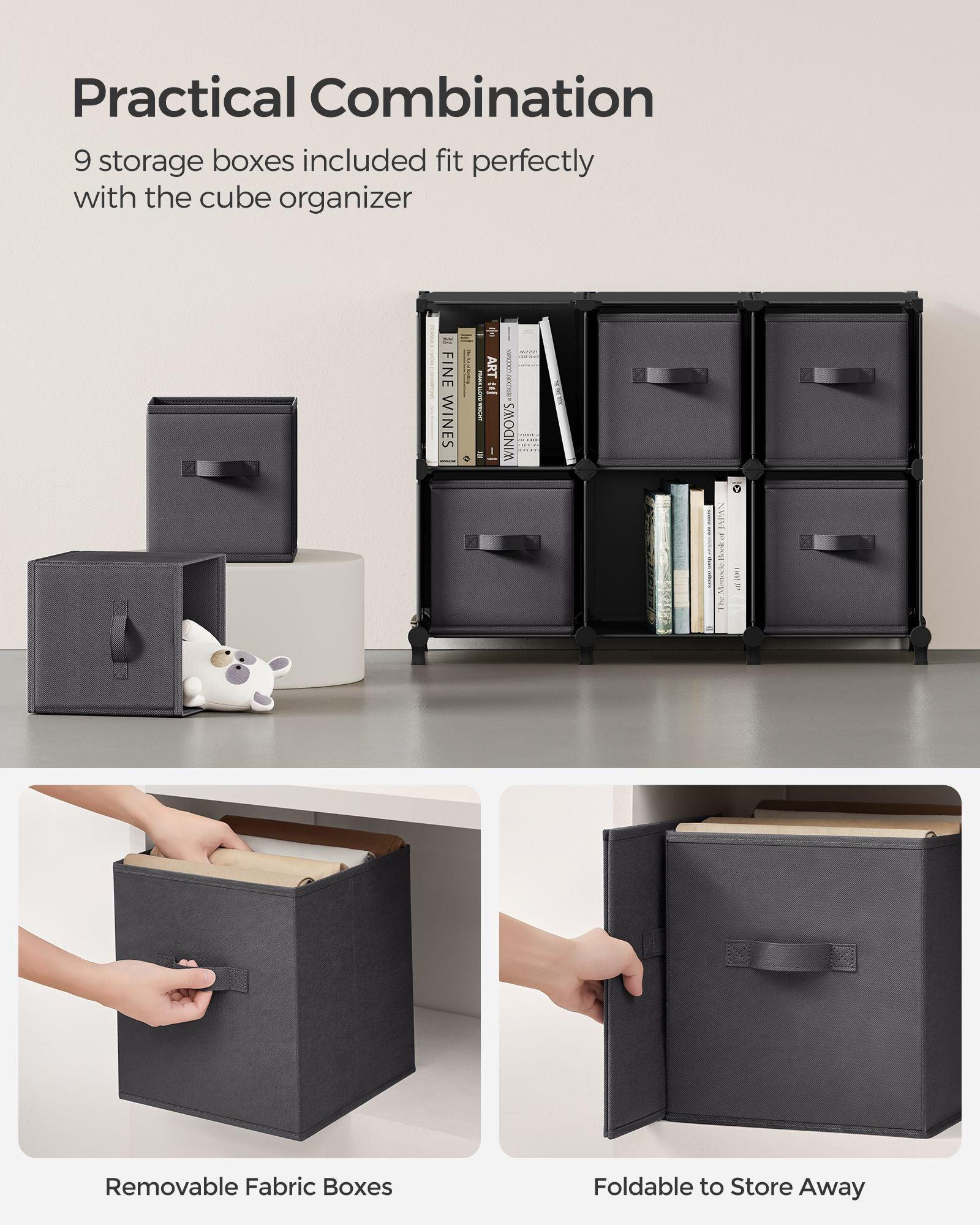 Set of 9-Cube Organizer Ink Black and Dove Gray FredCo
