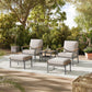 HOME Sencillo Collection - 5 Piece Patio Furniture Set, 2 Lounge Chairs, 2 Ottomans, 1 Coffee Table