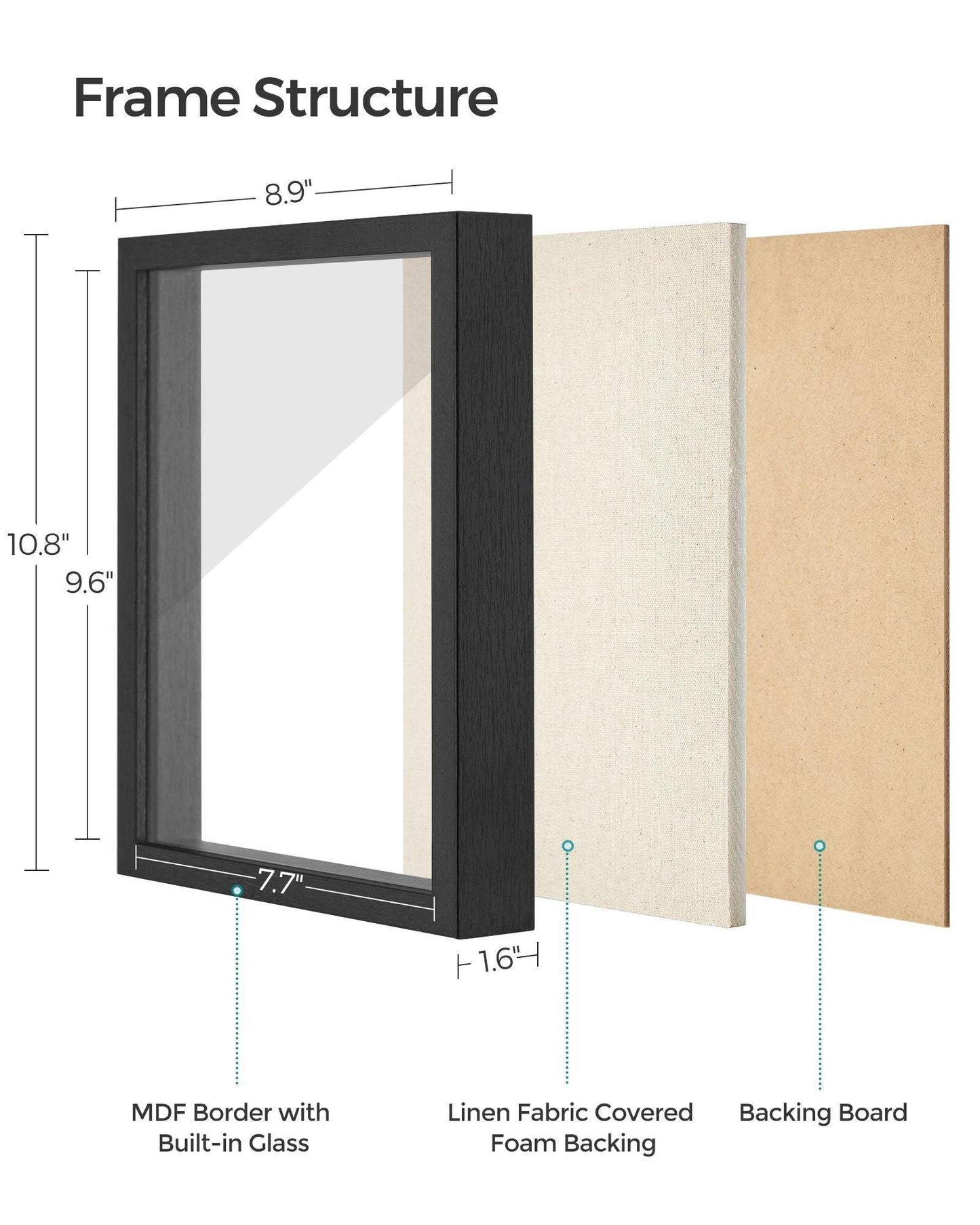 Shadow Box Frame, 8x10 Black Box Frame Display Case FredCo