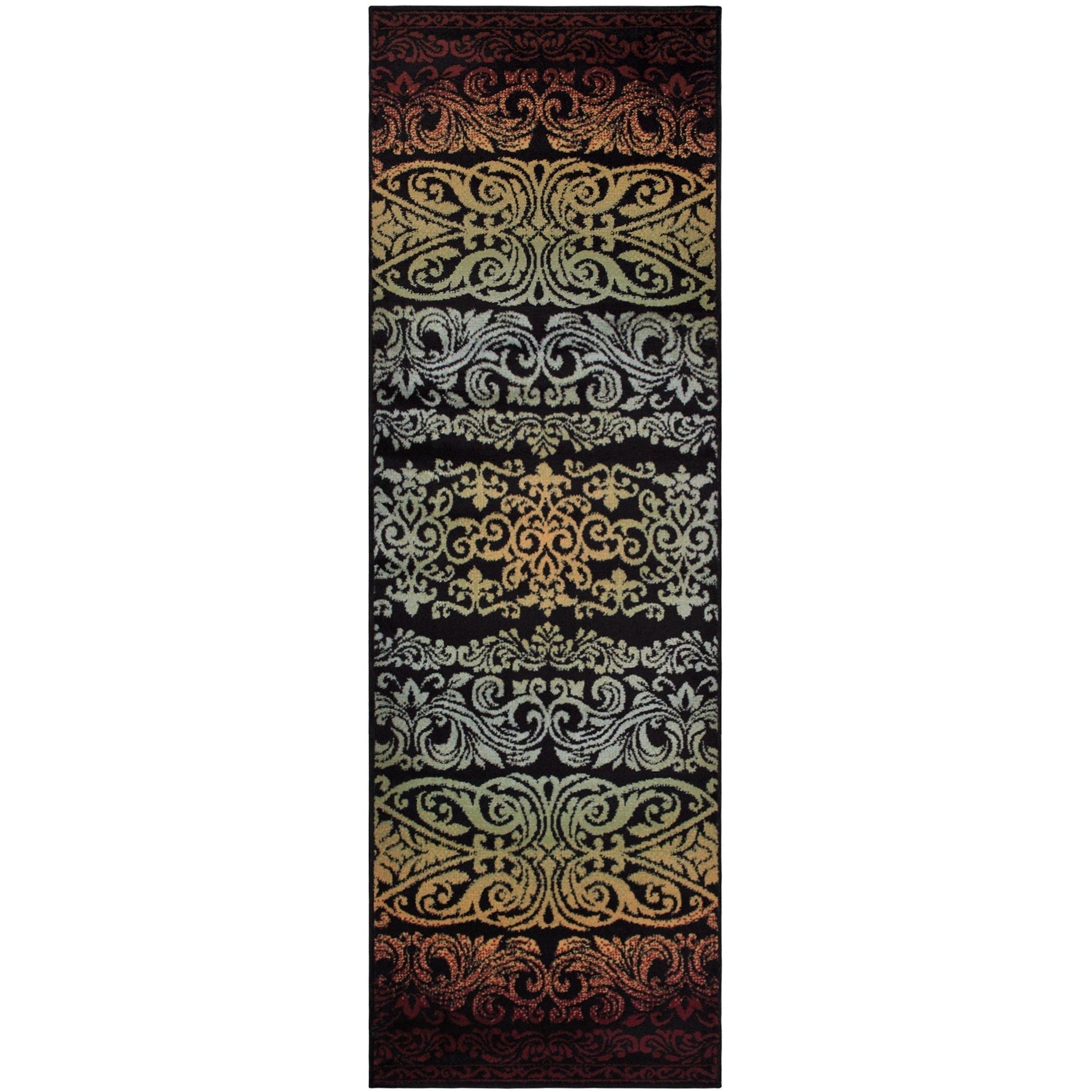 Sheffield Transitional Ornamental Scrolls Floral Rug FredCo