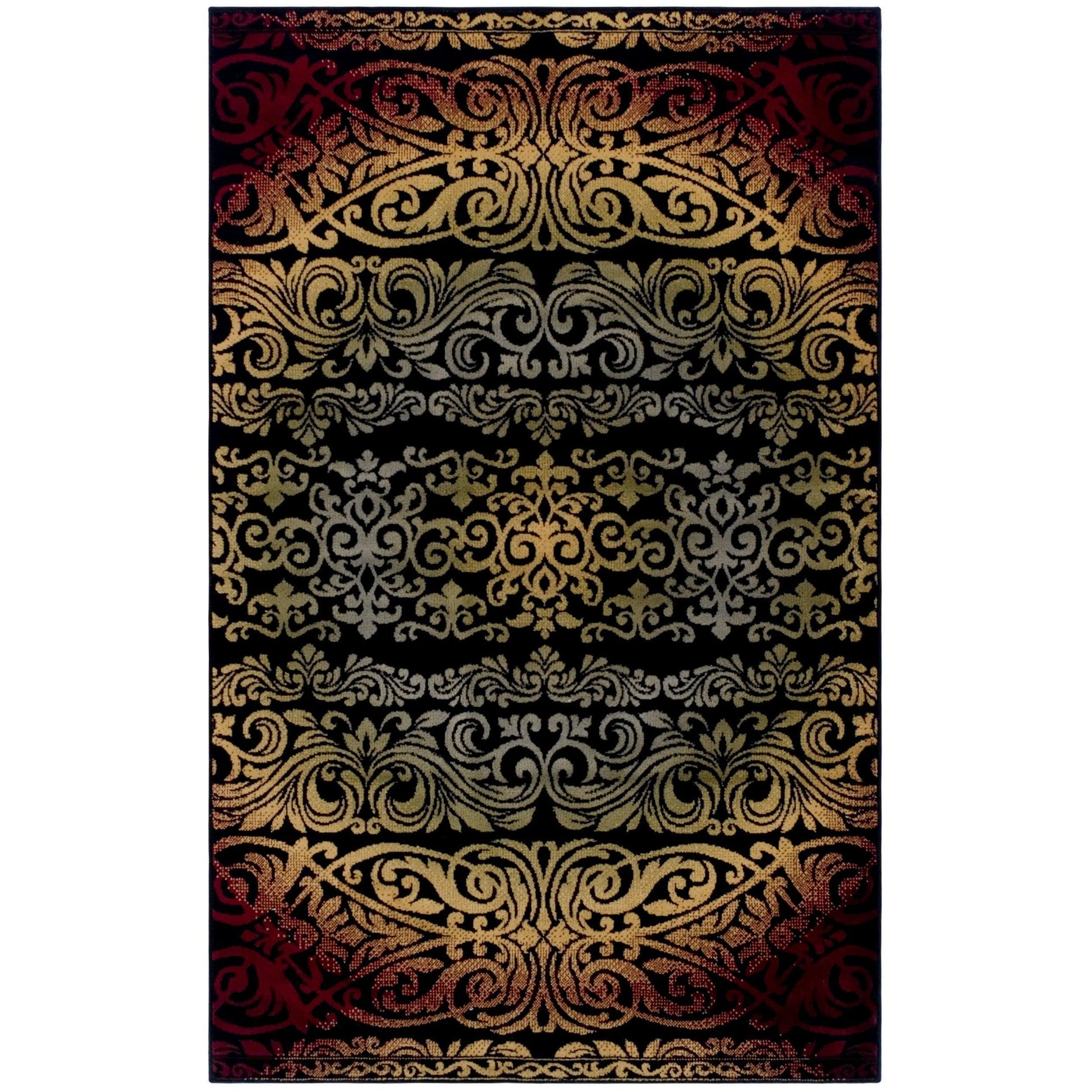 Sheffield Transitional Ornamental Scrolls Floral Rug FredCo