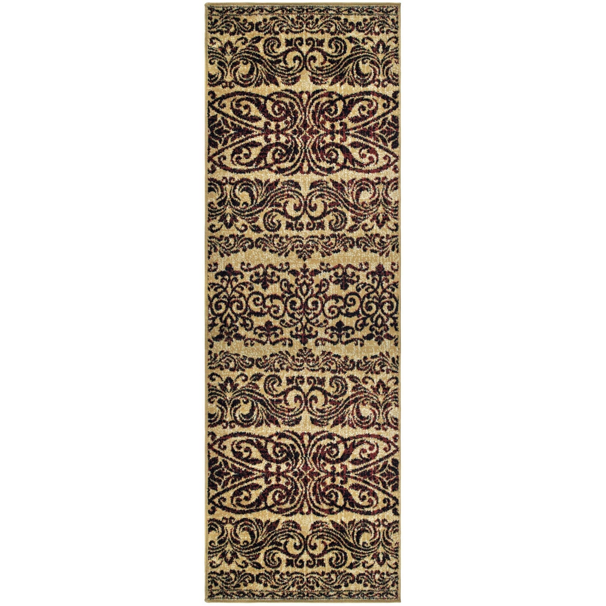 Sheffield Transitional Ornamental Scrolls Floral Rug FredCo