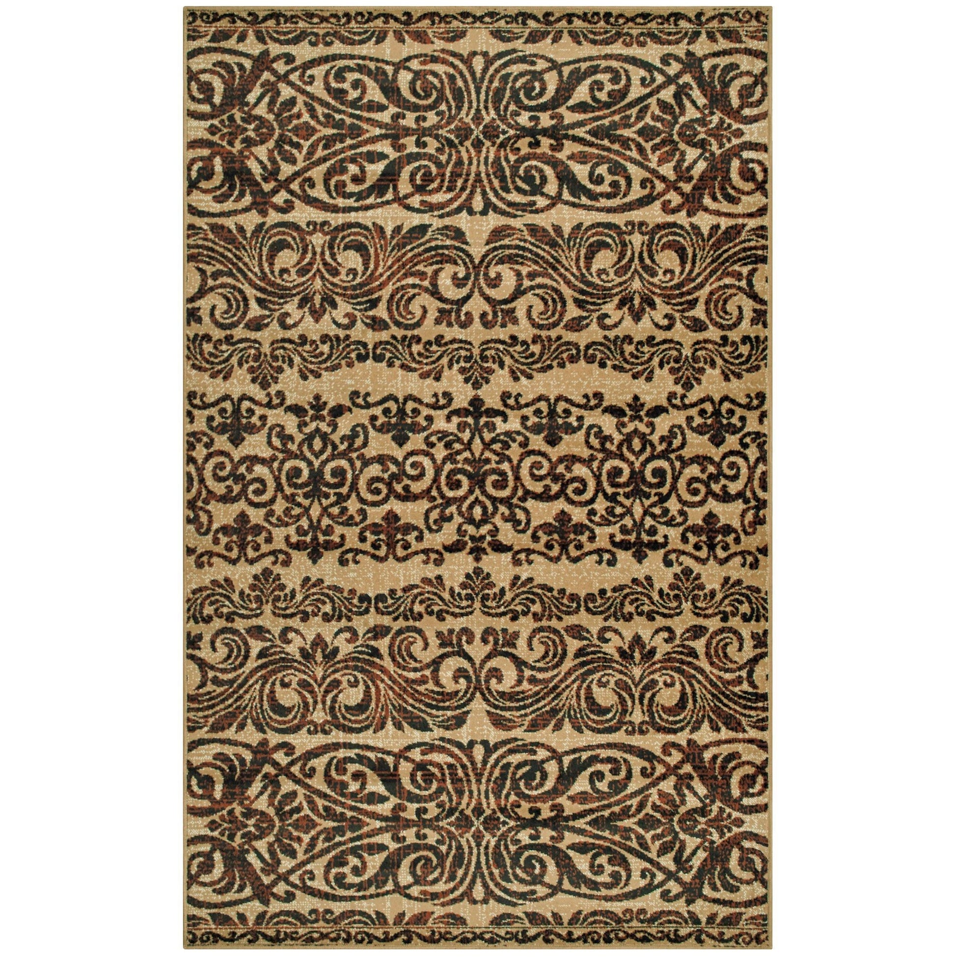 Sheffield Transitional Ornamental Scrolls Floral Rug FredCo
