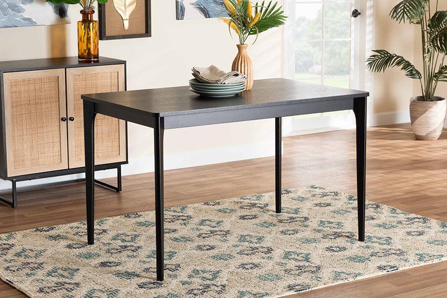 Sherwin Mid-Century Modern Black Finished Wood Dining Table FredCo