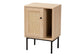 Sherwin Mid-Century Modern Light Brown and Black 1-Door Cabinet with Woven Rattan Accent FredCo