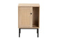 Sherwin Mid-Century Modern Light Brown and Black 1-Door Cabinet with Woven Rattan Accent FredCo