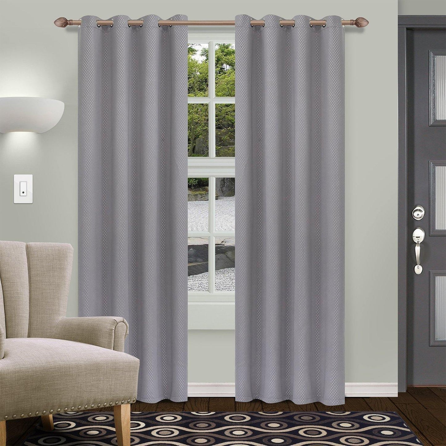 Shimmer Room Darkening Noise Reducing Thermal Blackout Curtain Set FredCo