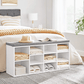 Shoe Bench Storage Cabinet White FredCo