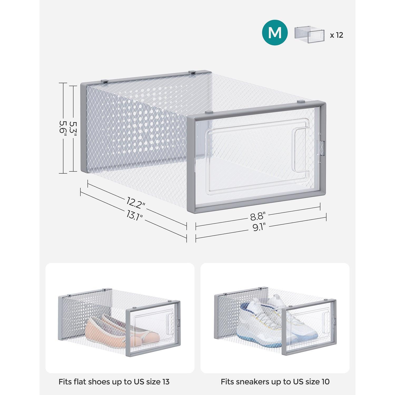Shoe Boxes, Pack of 12 Shoe Storage Organizers FredCo