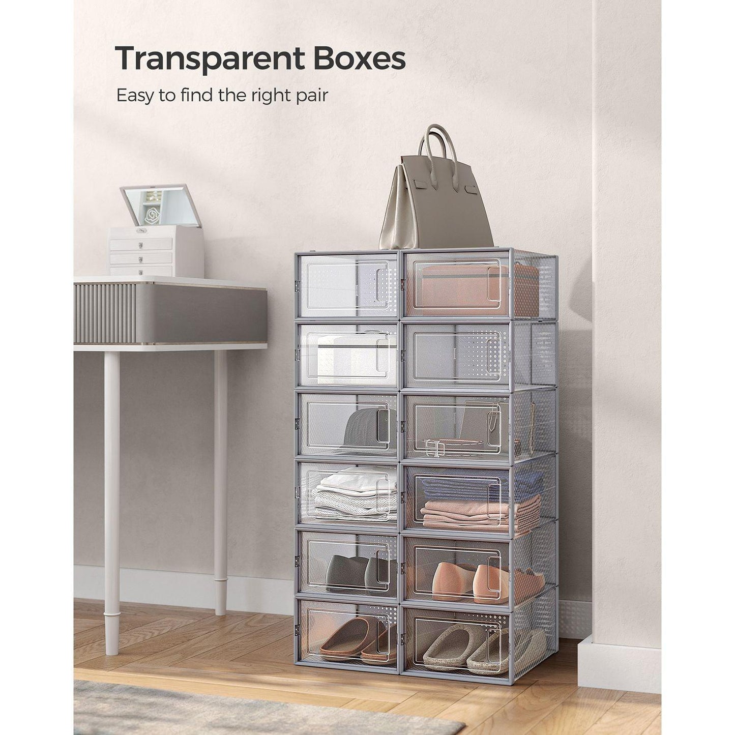 Shoe Boxes, Pack of 12 Shoe Storage Organizers FredCo