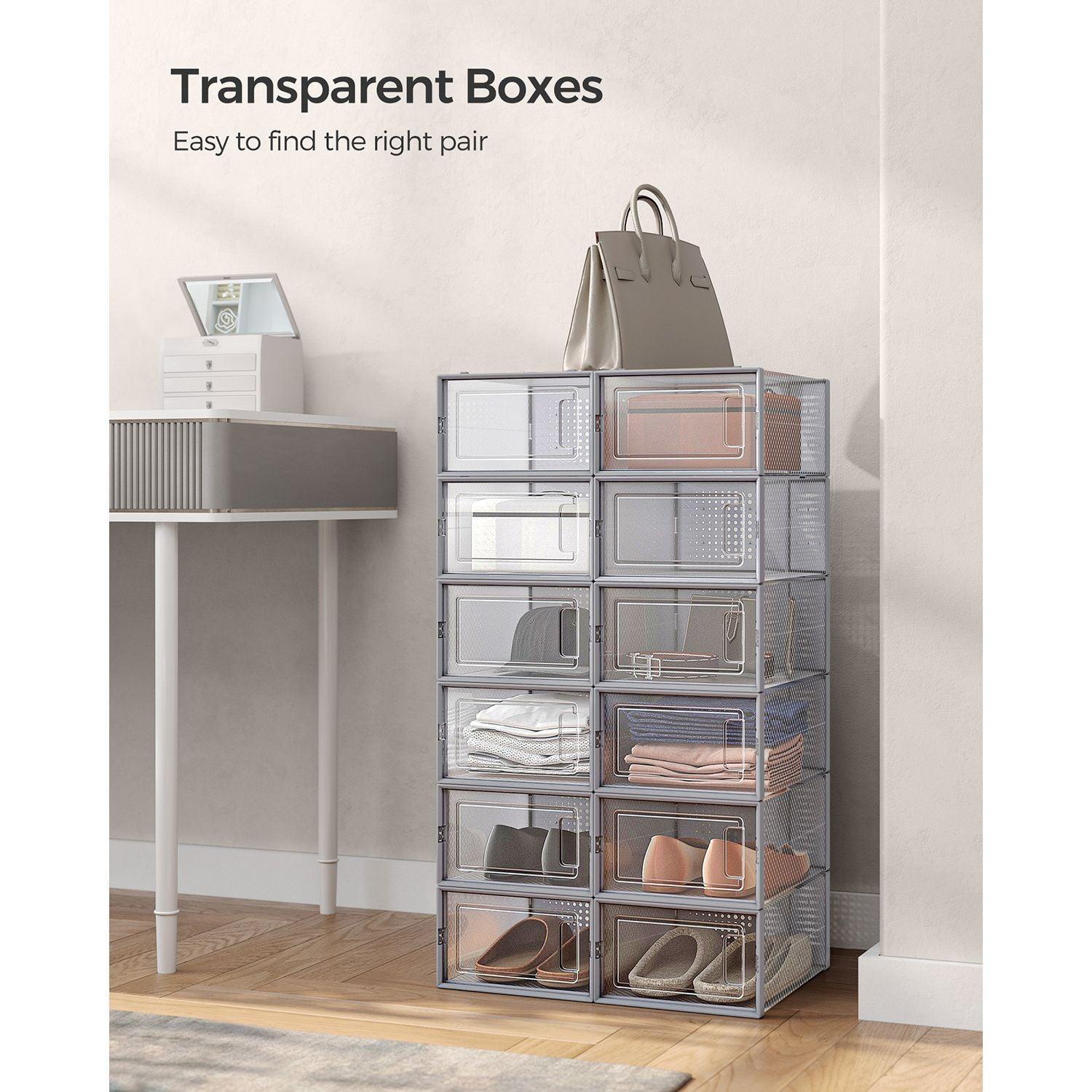 Shoe Boxes, Pack of 12 Shoe Storage Organizers FredCo