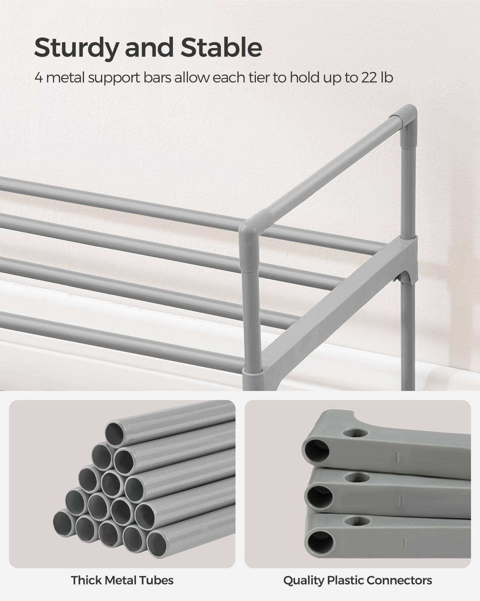 Shoe Rack, 3 Tier Shoe Organizer, Metal Shoe Storage Shelf for 15 Pairs of Shoes FredCo