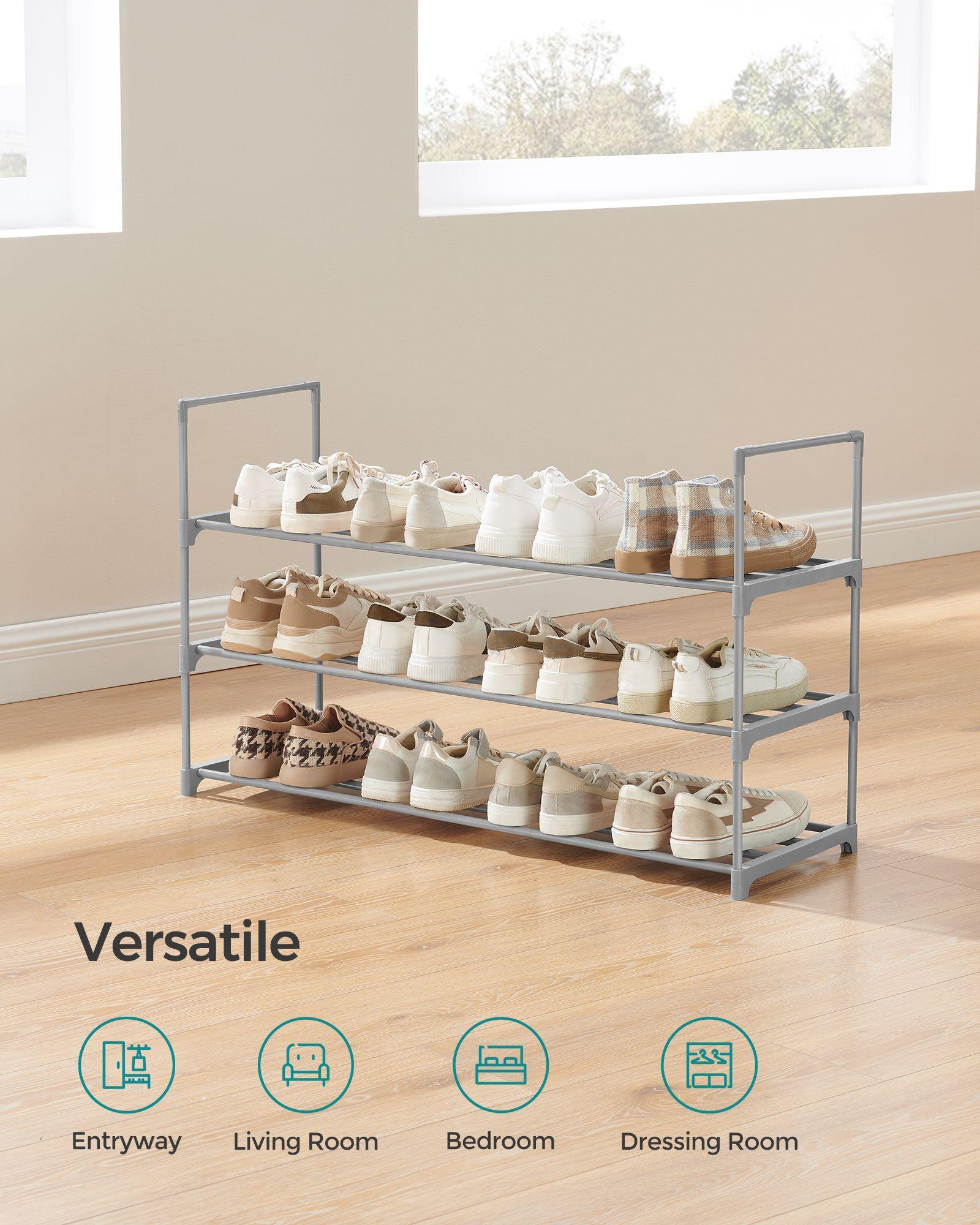 Shoe Rack, 3 Tier Shoe Organizer, Metal Shoe Storage Shelf for 15 Pairs of Shoes FredCo
