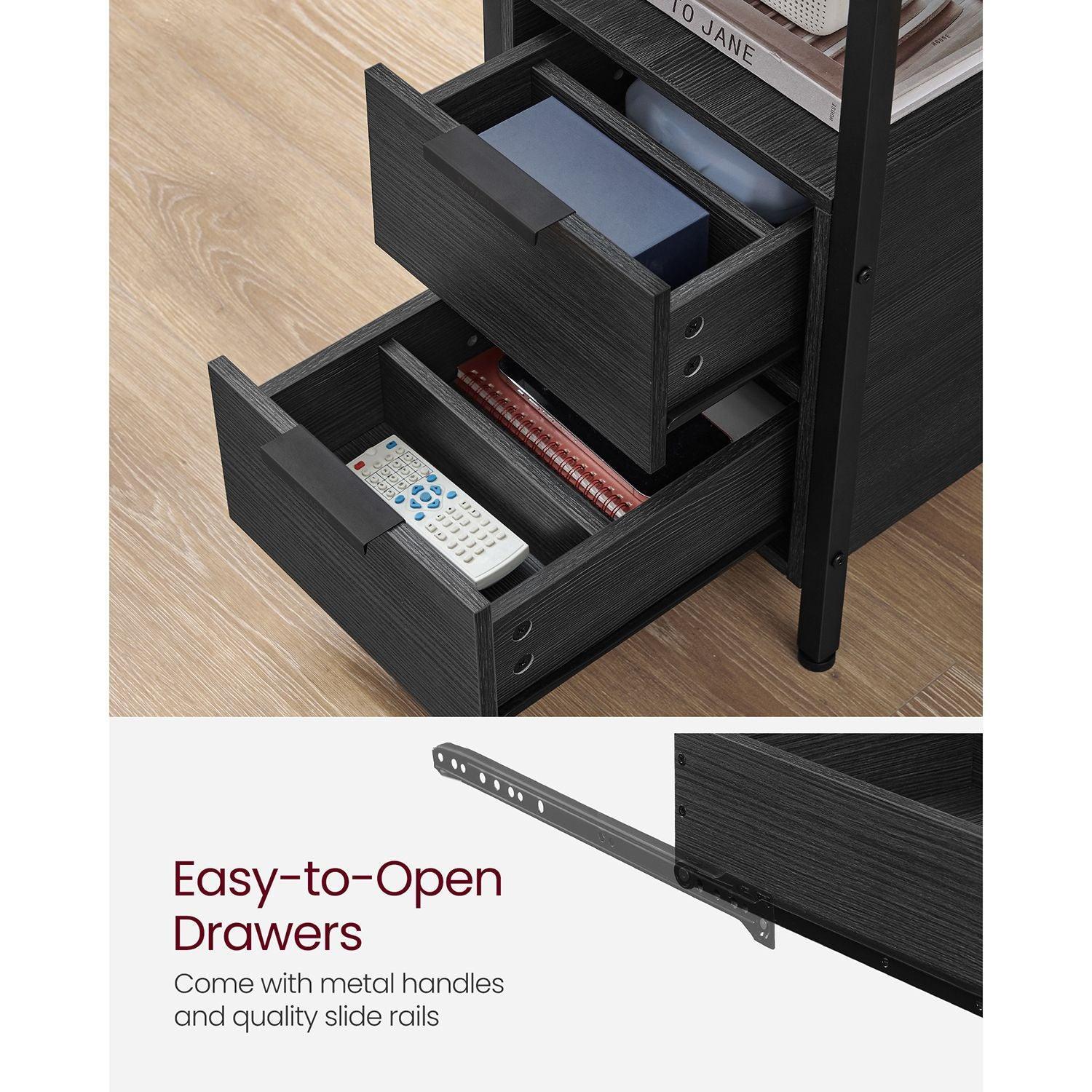 Side Table with Charging Station Black FredCo