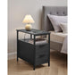 Side Table with Charging Station Black FredCo