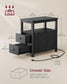 Side Table with Charging Station Charcoal Gray FredCo