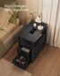 Side Table with Charging Station Charcoal Gray FredCo