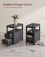 Side Table with Charging Station Charcoal Gray FredCo