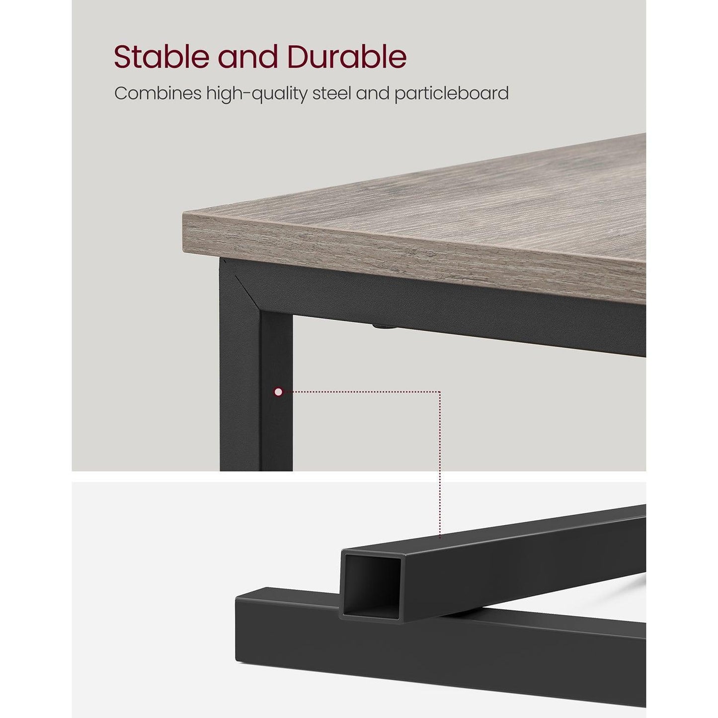 Side Table with Charging Station Greige and Black FredCo