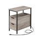 Side Table with Charging Station Greige and Black FredCo