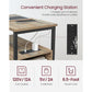Side Table with Charging Station Oak with Blue Grains and Black FredCo