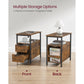 Side Table with Charging Station Rustic Brown and Black FredCo