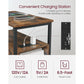 Side Table with Charging Station Rustic Brown and Black FredCo