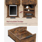 Side Table with Charging Station Rustic Brown and Black FredCo