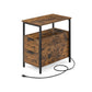 Side Table with Charging Station Rustic Brown and Black FredCo