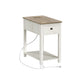 Side Table with Charging Station Vintage White and Heather Greige FredCo