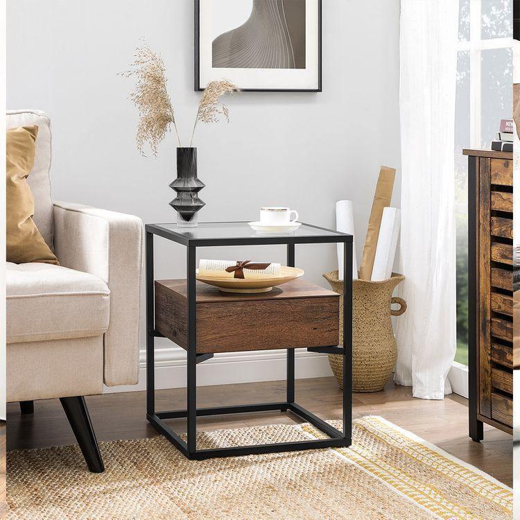 Side Table with Drawer and Shelf FredCo