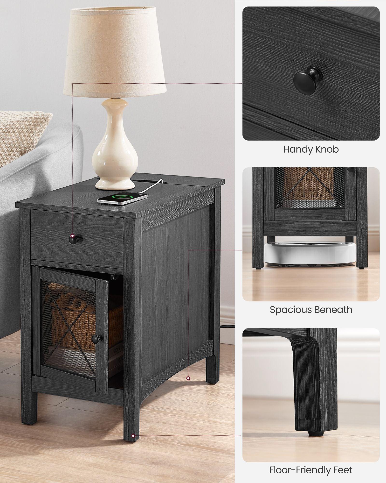 Side Table with Storage and Charging Station FredCo