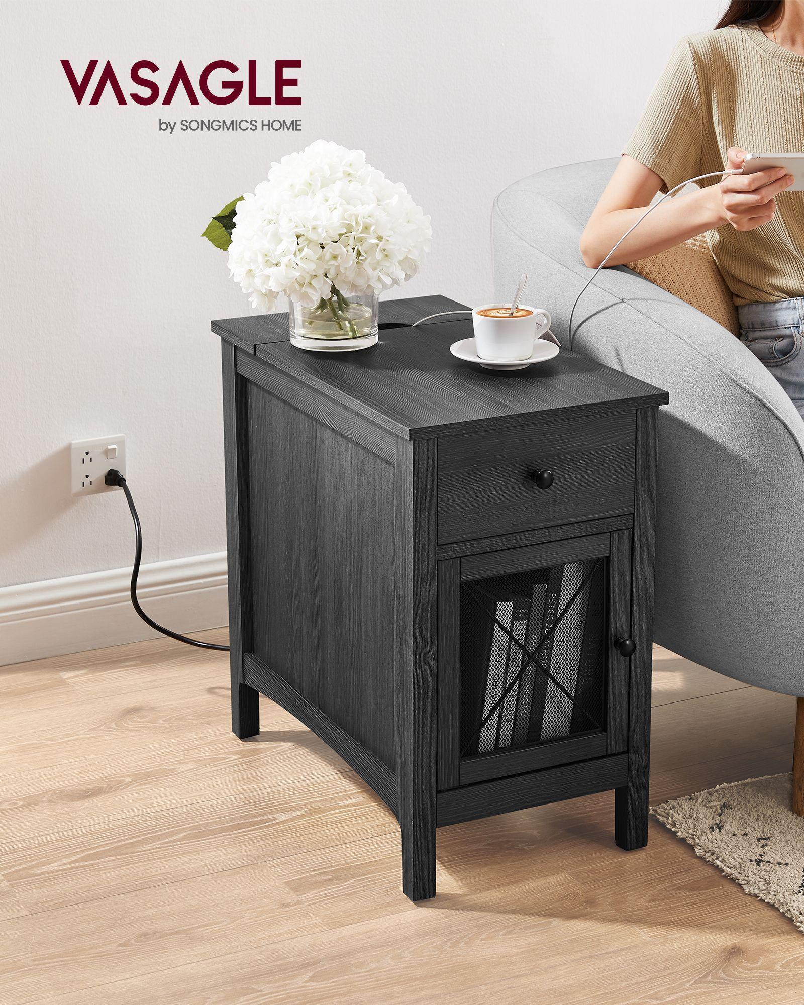 Side Table with Storage and Charging Station FredCo