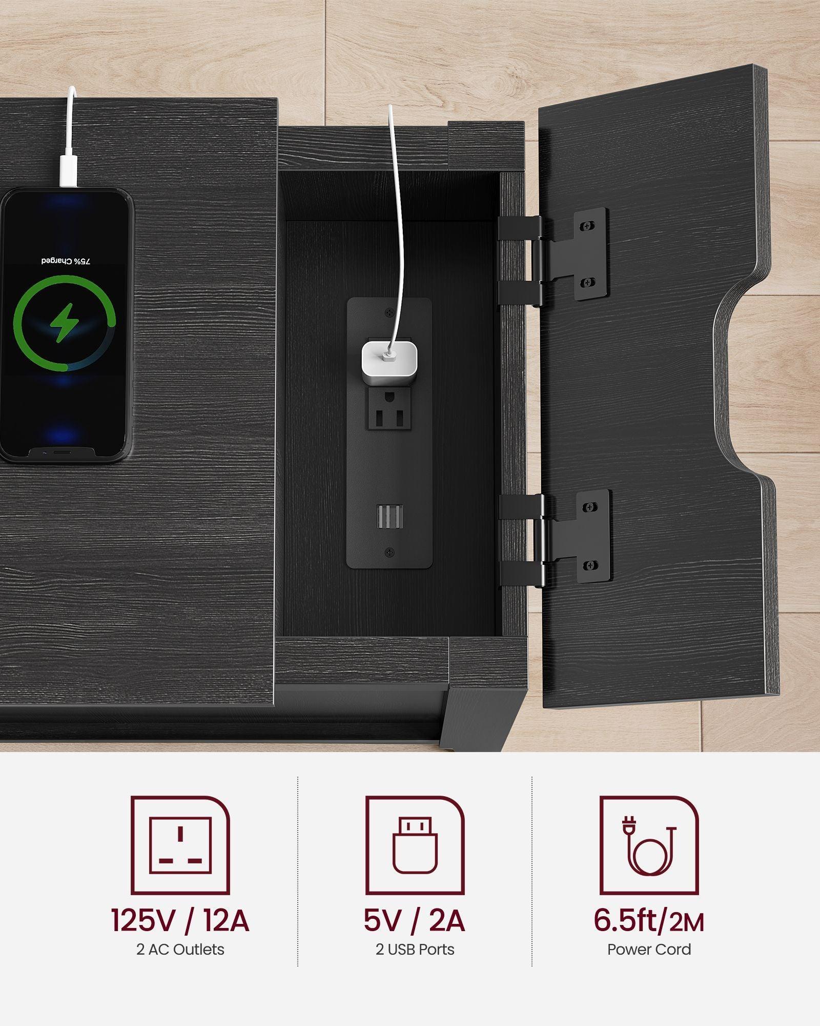 Side Table with Storage and Charging Station FredCo