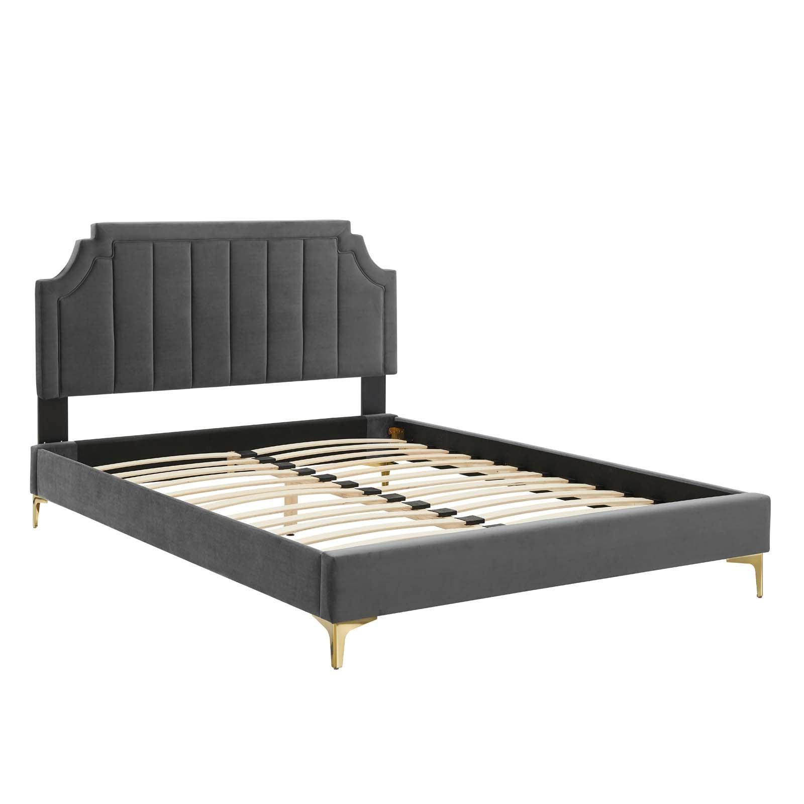 Sienna Performance Velvet Full Platform Bed, MOD-6912 FredCo
