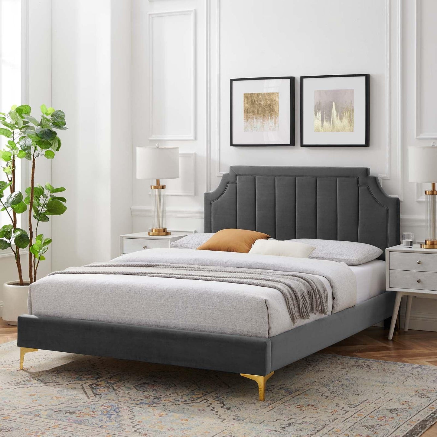 Sienna Performance Velvet Full Platform Bed, MOD-6912 FredCo