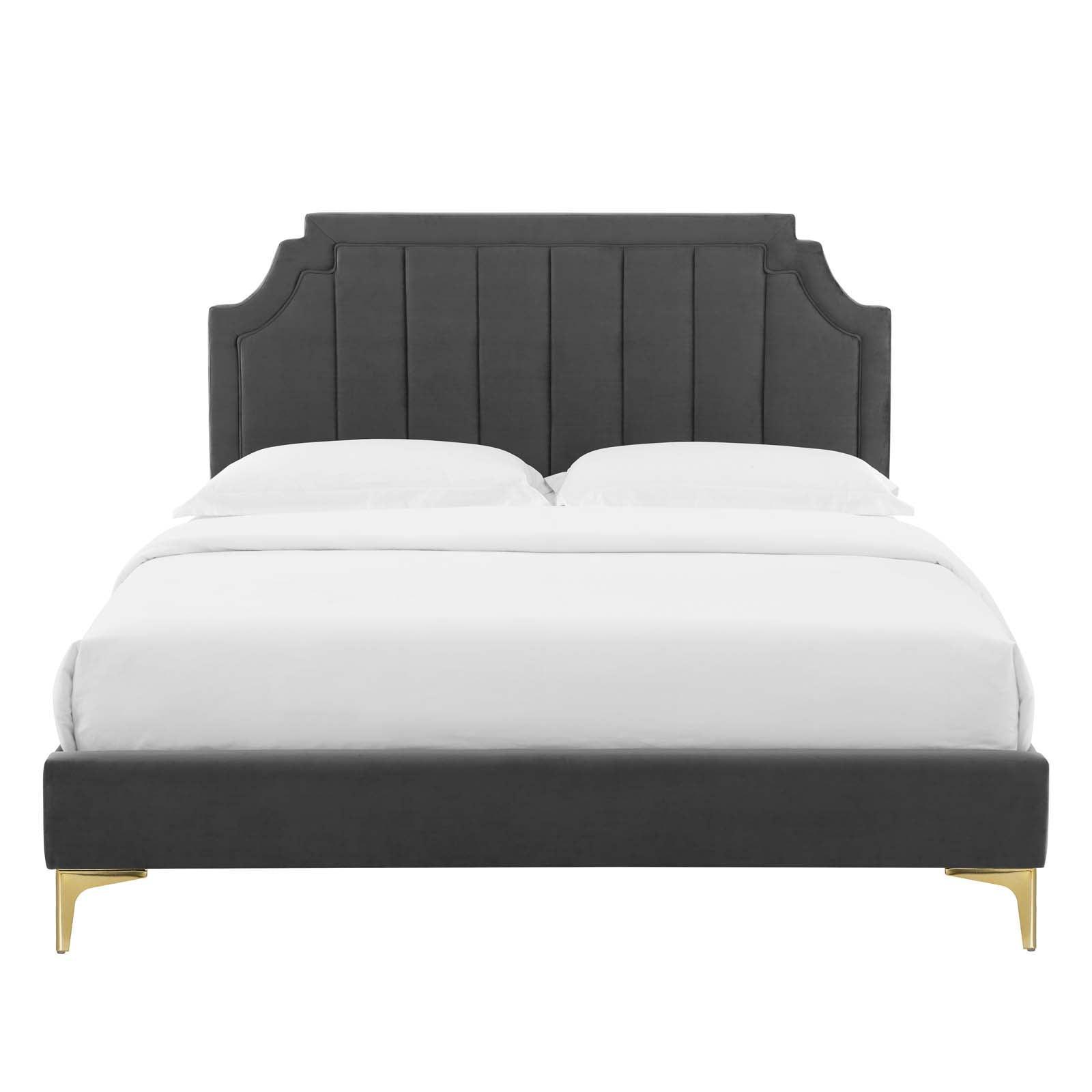 Sienna Performance Velvet Full Platform Bed, MOD-6912 FredCo