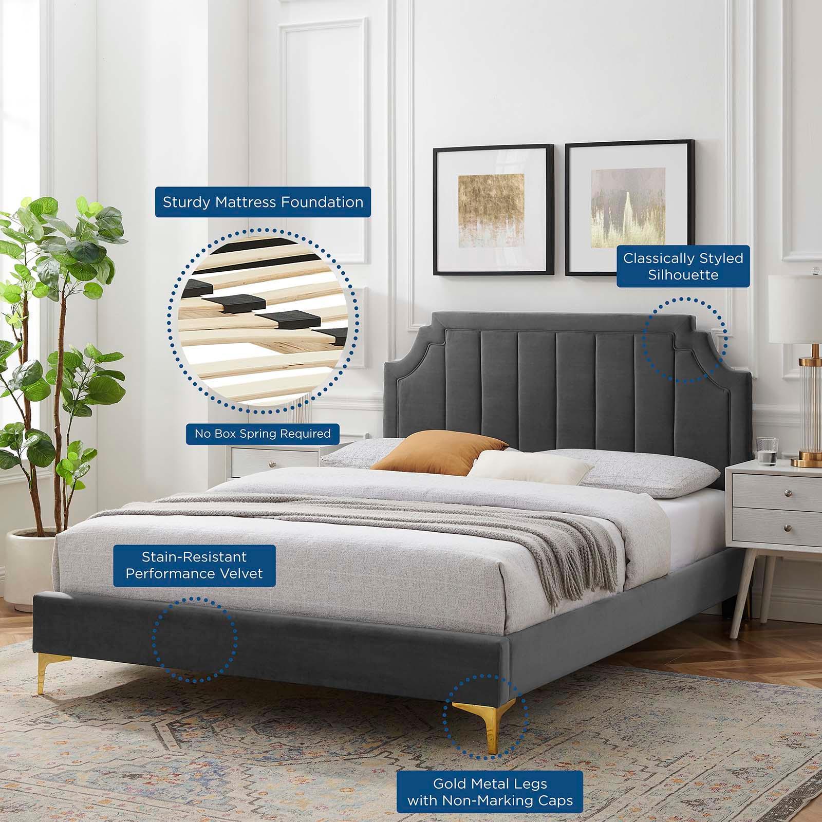 Sienna Performance Velvet Full Platform Bed, MOD-6912 FredCo