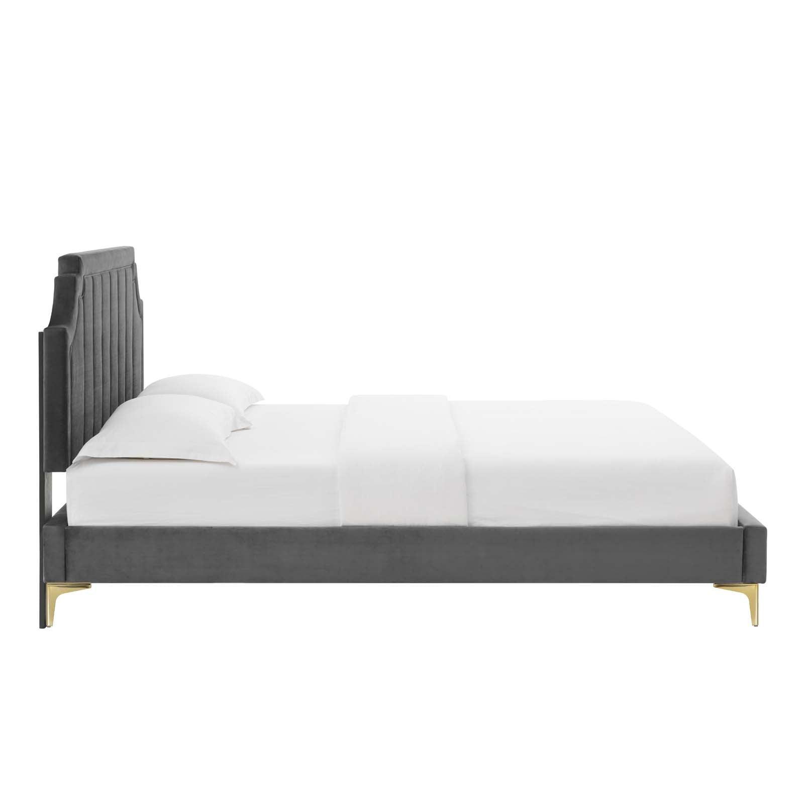 Sienna Performance Velvet Full Platform Bed, MOD-6912 FredCo