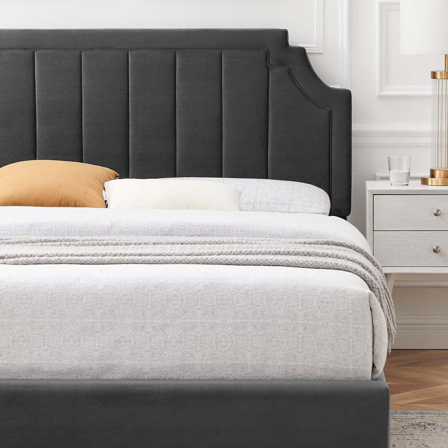 Sienna Performance Velvet Full Platform Bed, MOD-6912 FredCo