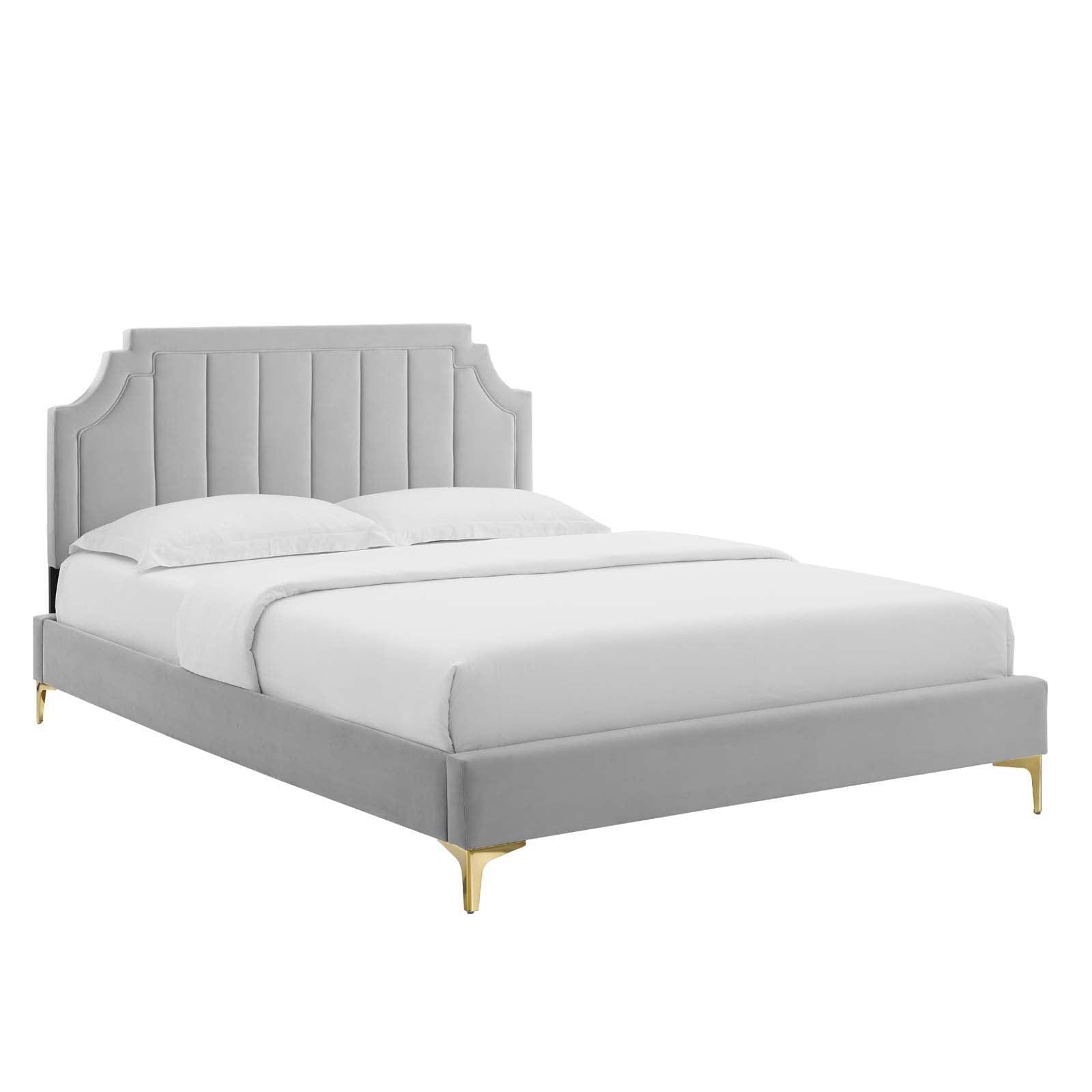 Sienna Performance Velvet Full Platform Bed, MOD-6912 FredCo