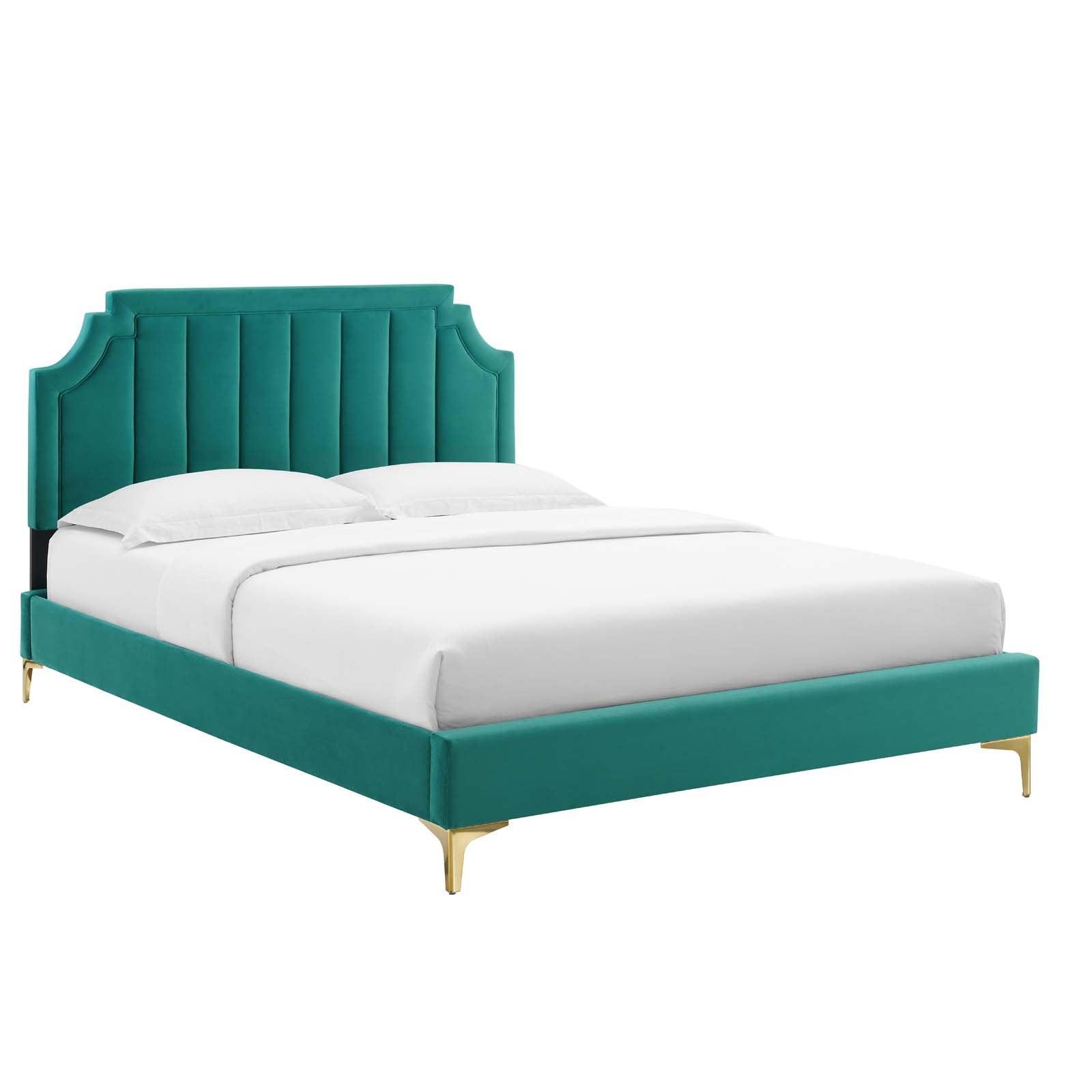 Sienna Performance Velvet Full Platform Bed, MOD-6912 FredCo