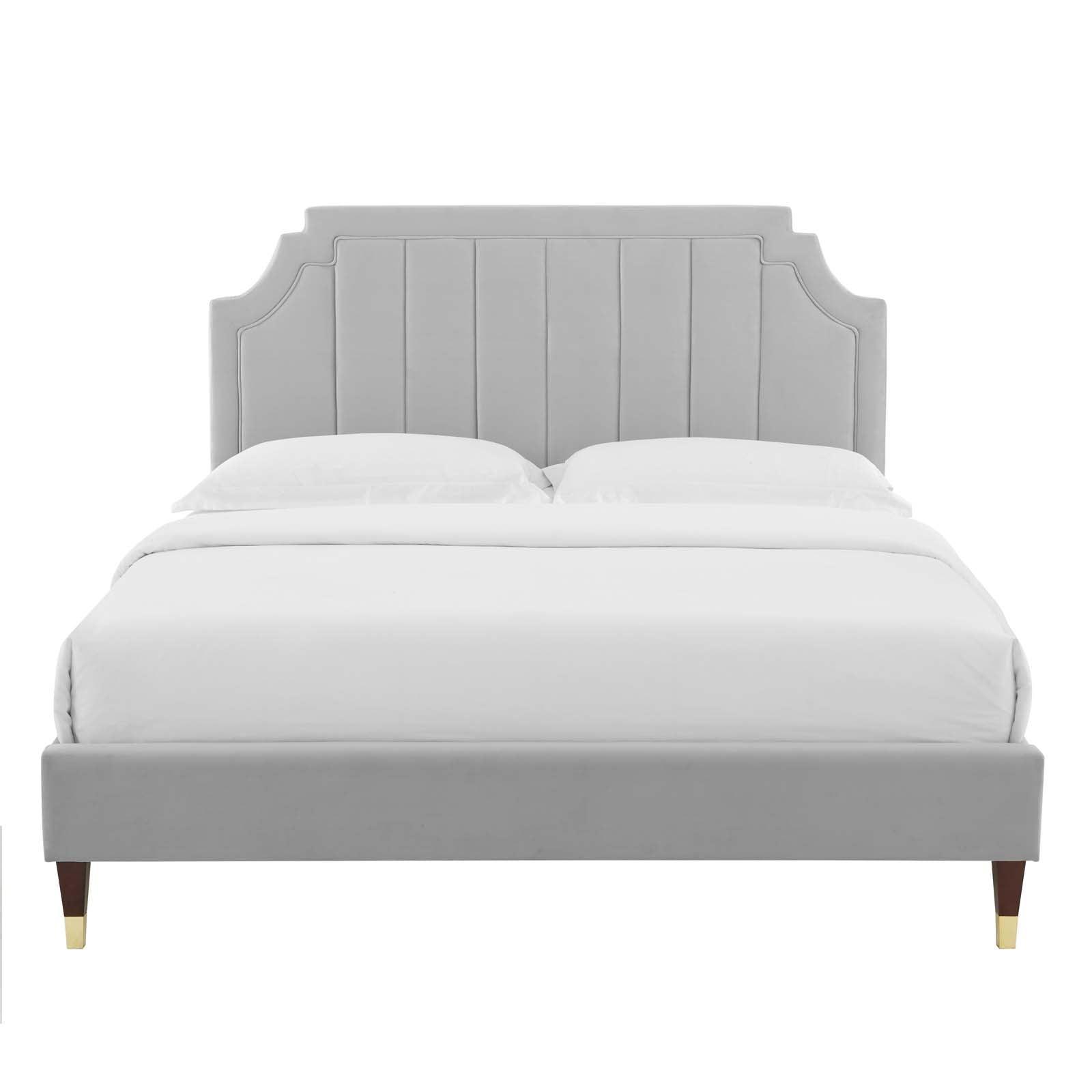 Sienna Performance Velvet Full Platform Bed, MOD-6913 FredCo