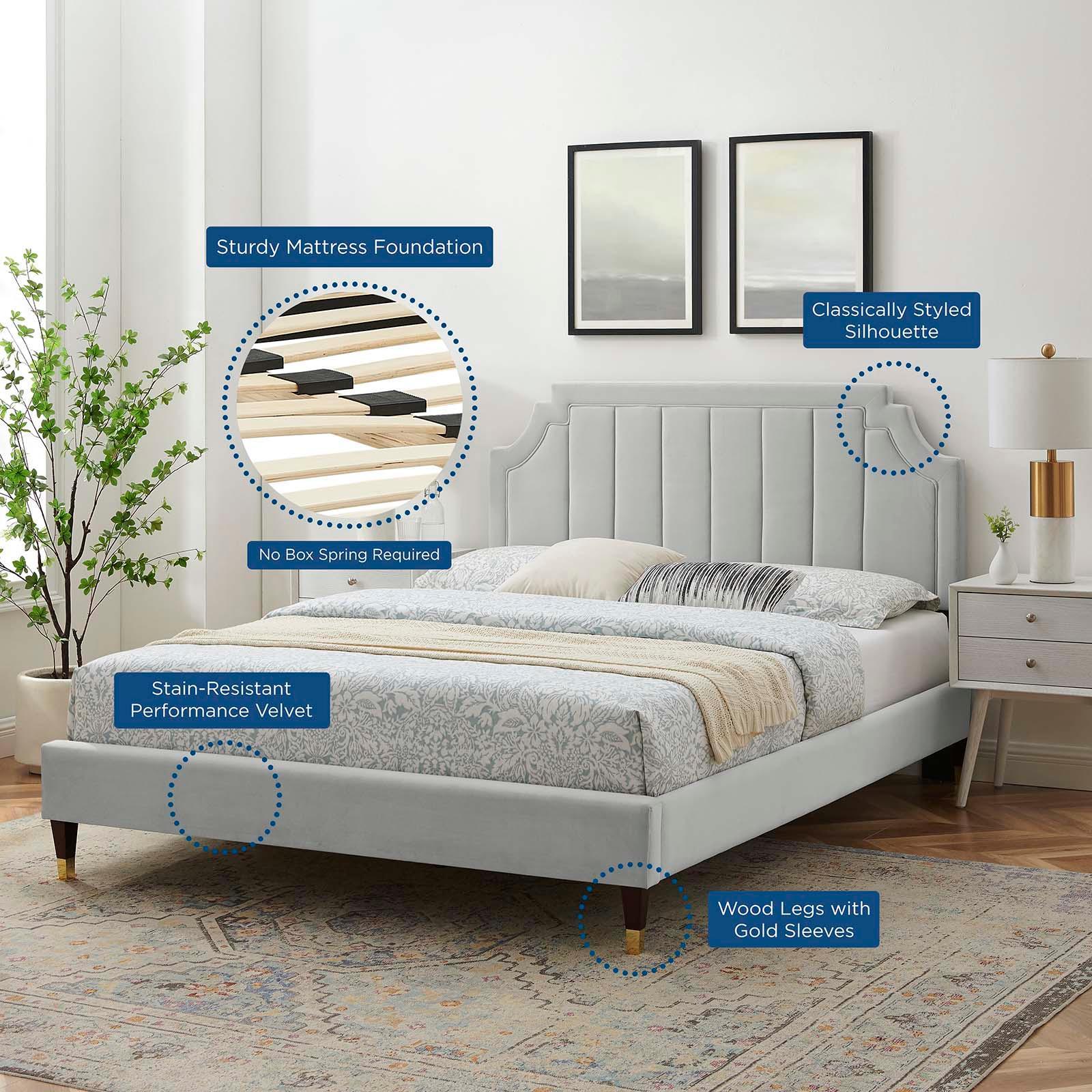Sienna Performance Velvet Full Platform Bed, MOD-6913 FredCo