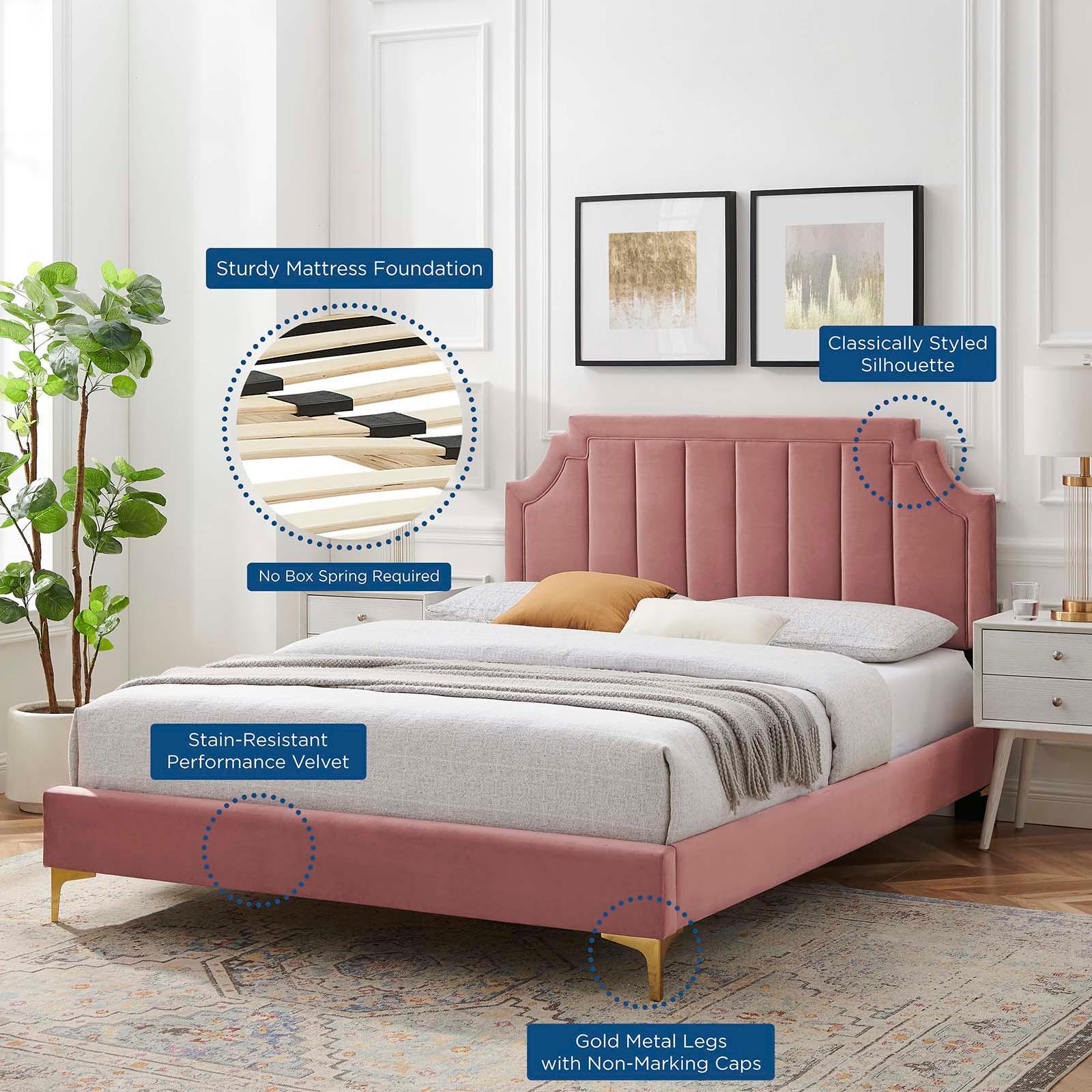 Sienna Performance Velvet King Platform Bed, MOD-6918 FredCo