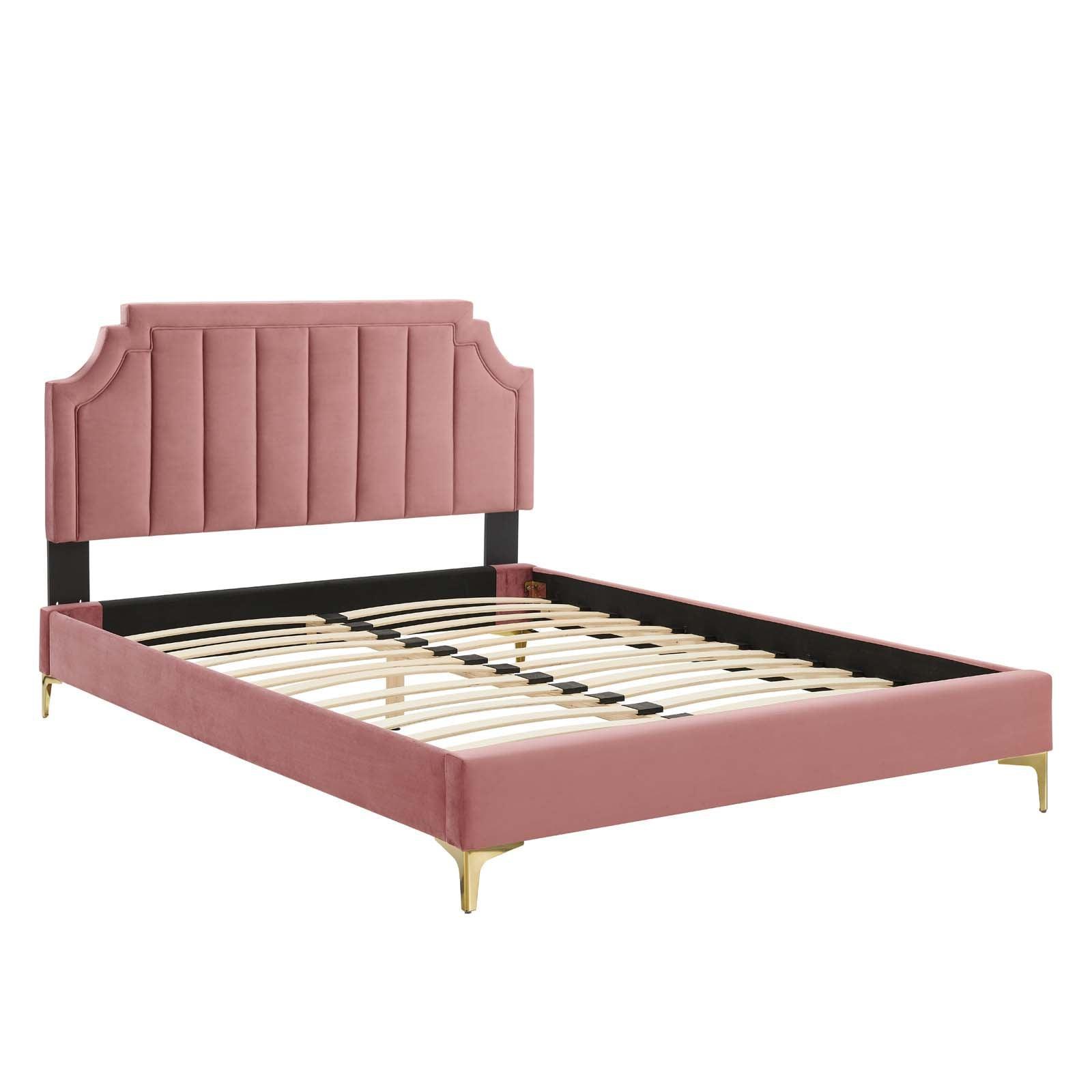 Sienna Performance Velvet King Platform Bed, MOD-6918 FredCo