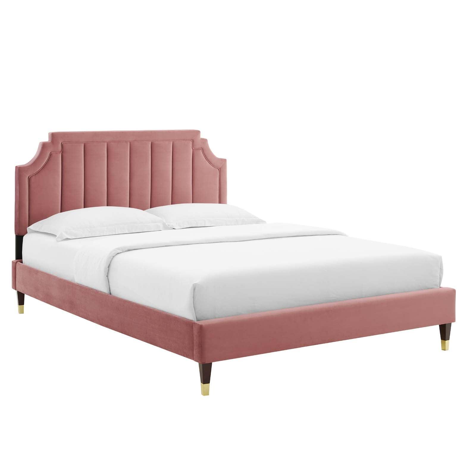 Sienna Performance Velvet King Platform Bed, MOD-6919 FredCo